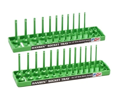 Hansen Global 1/4" Drive Socket Tray Holder Set Metric & SAE Standard Deep Green