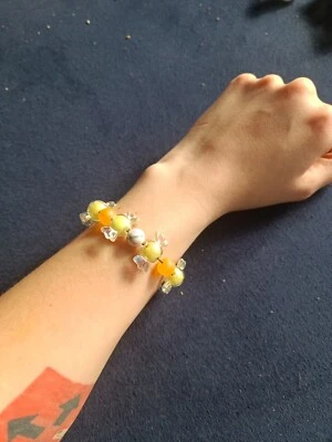 Bonbon Armband Perlen Damen Mädchen Orange Gelb Rosa - Bild 1 von 3