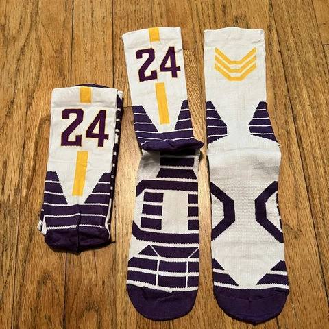 Kobe Bryant #24 Set Socks Large  Brand New NBA Lakers - 2 White Cover