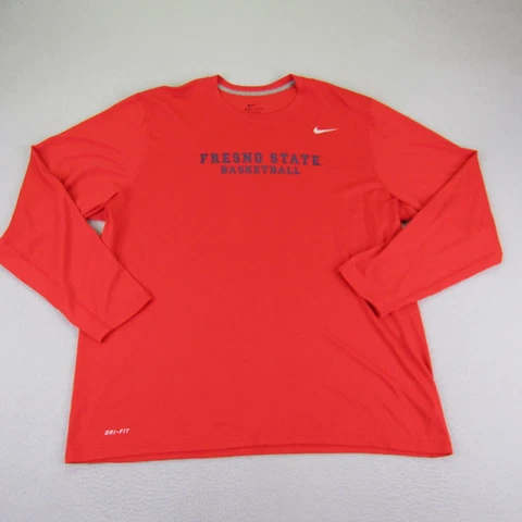 Fresno State Bulldogs Shirt Mens 2XL XXL Red Nike Dri Fit Basketball Long Sleeve Cover