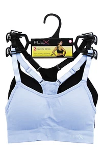 Sujetador deportivo inalámbrico sexy azul negro flexible 2 piezas correas de carrera sin costuras 5632BL - Imagen 1 de 2