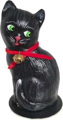 Contenedor de dulces Schaller Christmas Mache - Gato negro - 6"H x 3.25"W x 3.25"D Foto 1 de 4