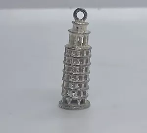 Vintage Schiefer Turm von Pisa Sterlingsilber Armband Charm - Bild 1 von 7