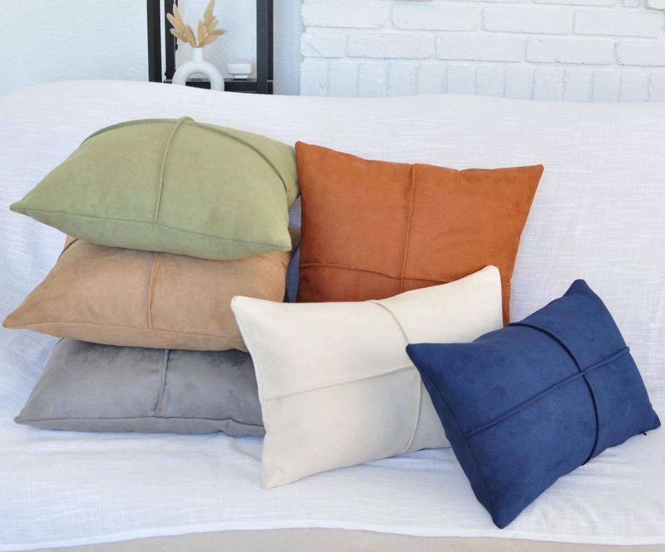 Juego de 2 fundas de almohada de gamuza / fundas de cojín suaves como cuero Foto 1 de 4