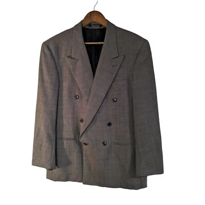 Brandini Le Collezioni Para Hombre Años 90 Estampado Tejido de Cesta Lana Doble Pecho Talla 42R Foto 1 de 4