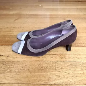 Bally Chocolate Brown/Taupe Suede ‘Toison’ Round Toe Pumps, 36.5 EU/5.5 AUS - Picture 1 of 10