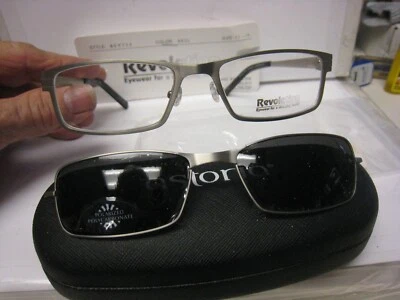 NEW Revolution Eyeglass Frame W/ Magnet sun shade REV714  BRSL 51-18-140 w/case - Image 1 of 4