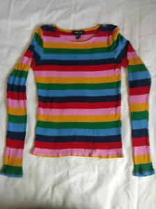 BNWOT New Look rainbow stripe long sleeved ribbed top Size 10 - Picture 1 of 5