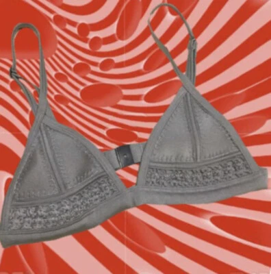 GREY CROCHET TRIANGL BIKINI TOP - Image 1 of 4