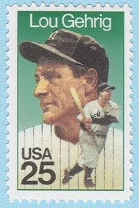 1989 LOU GEHRIG STAMP BASEBALL NY YANKEES SINGLE 25 CENT USPS UNUSED POSTAGE MNH - Picture 1 of 1