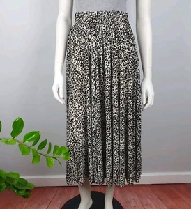 Elegant Brand Size M, 12 Long Skirt Stretch Pockets Elastic Waist Cheetah Print - Picture 1 of 13