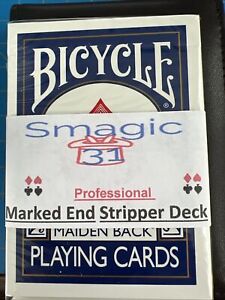 Marked End Cut Stripper Deck, Blue Maiden back By Bicycle Free Shipping.