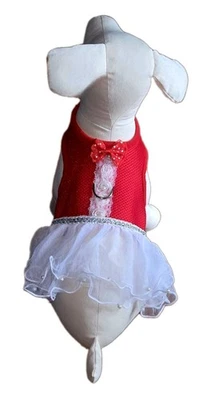 New with Tags 2-Piece Dog/Small Pet  Harness Dress - Red & White Tulle - Size L - Image 1 of 4