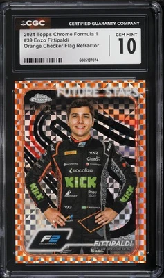 2024 Topps Chrome F1 Orange Checker Flag Refr Enzo Fittipaldi ROOKIE 11/25 CGC10 - Image 1 of 2