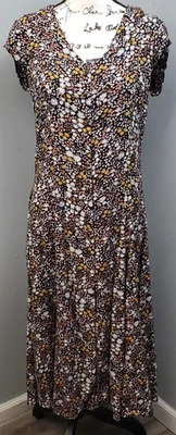 O'Neill макси платье женщин большой мульти солнце цветочный качели кромки V шеи кнопка спереди - Изображение 1 из 4