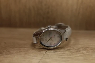 Ecclissi 24MM Watch Women Sterling Silver White Leather Band New Battery - Image 1 of 4