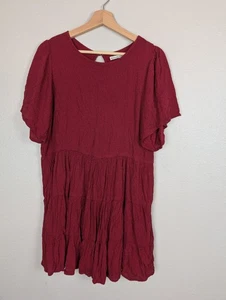 Abercrombie & Fitch Kleid Small Tall Rot Mini Stufen Struktur Punkte Puffärmel - Bild 1 von 9
