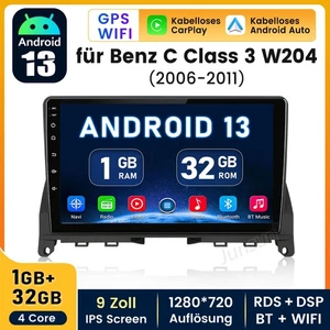 32GB Android 14 Autoradio Für Mercedes Benz C Klasse W204 S204 GPS NAVI WIFI RDS - Bild 1 von 13