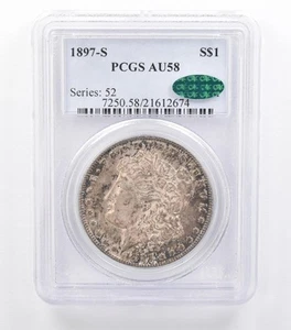 1897-S Morgan Silver Dollar AU58 PCGS CAC Beautiful Tone *0990 - Picture 1 of 3