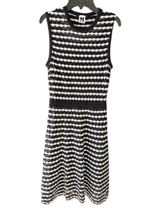 M Missoni Valentino Kleid A-Linie Schwarz Weiß Goldfaden Gefüttert Gr. Euro 40 US S - Bild 1 von 9