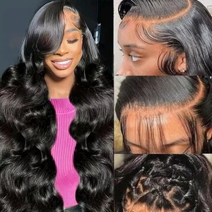 Body Wave 13x6 HD Lace Front Wigs Human Hair 220 Density Full Frontal Wig Pre... - Picture 1 of 6