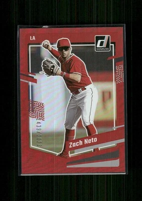 2023 Donruss Red Foil Prospect Zach Neto #103 Angels 1439/2023 - Image 1 of 2