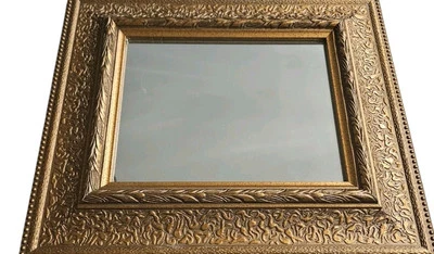 VTG Gold Ornate Wooden Mirror Framed 13.5"Hx16"Lx2"D Mirror 8H"x10"W - Image 1 of 4