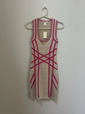 Arden B Womans Size XS Wiggle Dress Tan & Pink Sexy Bodycon Mini Y2K  Club NWT - Image 1 of 4