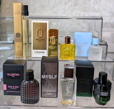 MENS LUXURY COLOGNE MINIS YSL ,VALENTINO, VERSACE,D&G, AZZARO, V&ROLF, RABANNE - Image 1 of 2