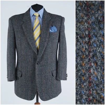Striped HARRIS TWEED Jacket 46S UK Size Mens Grey Wool Sport Coat Blazer - Image 1 of 4