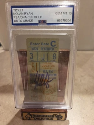 Nolan Ryan NY Mets Signed 1969 Ticket Stub PSA/DNA 10 AUTO - Image 1 of 3