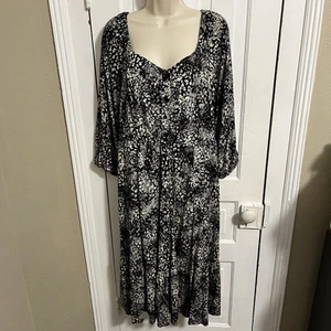Torrid Midi Dress Shirred Button Front Leopard Plus Size 1 1X Q2 - Picture 1 of 8
