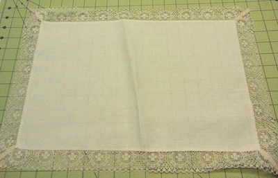 14 Count Carolina Cross Stitch Fabric 4pc Ivory Lace Table Placemats 13" x 19" - Image 1 of 4