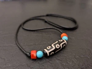 9 Augen Dzi Perlen Anhänger Halskette Tibetisch Vintage Echt Achat Arten von ... - Bild 1 von 6