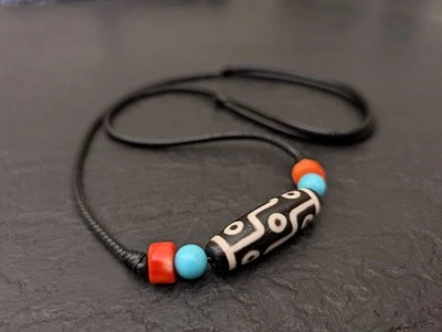 9 Augen Dzi Perlen Anhänger Halskette Tibetisch Vintage Echt Achat Arten von ... - Bild 1 von 4