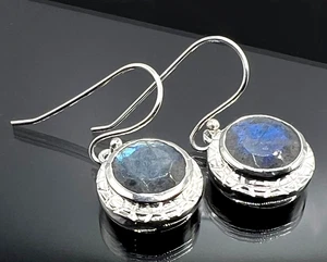 TOPMK-SCHMUCK OHRHÄNGER 925/-SILBER, RHODINIERT, LABRADORIT, HOOKS - Bild 1 von 4