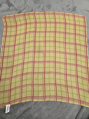 Vintage Talbots Silk Scarf Plaid Pink Green Yellow 21" Some Flaws  - Image 1 of 4