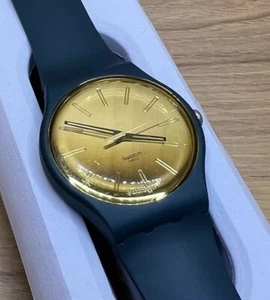 RARE SWATCH SO29G103 GOLD IN THE GARDEN SWISS MADE NEW BATTERY CLEAN 40mm - Picture 1 of 15