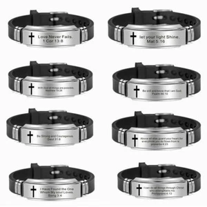 Religious Adjustable Cross Jesus Bracelet Bangle Watch Christ Prayer Gifts - Picture 1 of 20