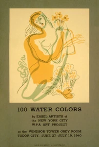 100 acuarelas por artistas de caballete de la ciudad de Nueva York - 1940 - imán WPA - Imagen 1 de 2