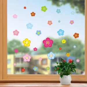 Colorful Flower Double-sided Static Cling Sticker Glass Collision Warning Decals - Picture 1 of 8