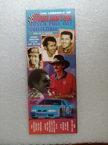 NASCAR August 30, 1996 Darlington Busch Pole Day Ticket Featuring Richard Petty Cover