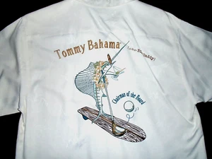 Tommy Bahama Men’s M 100% Silk S/S Chairman Of The Board Embroidery On Back - Picture 1 of 5