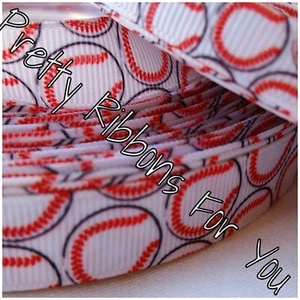 Baseball 5/8" wide grosgrain ribbon the listing is for 15 yards - Picture 1 of 1