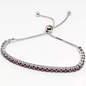 QVC Rhodolite Gemstone Sterling Silver Adjustable Tennis Bracelet, 3.65 cttw, Ne - Picture 1 of 10