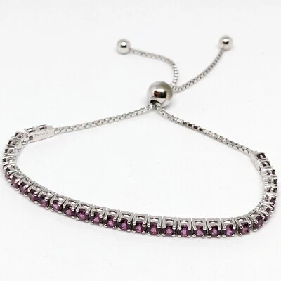 QVC Rhodolite Gemstone Sterling Silver Adjustable Tennis Bracelet, 3.65 cttw, Ne - Image 1 of 4
