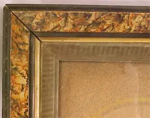 Antique Picture Frame Faux Tortoiseshell Paint Gilded Sight 1870s A Beauty - Picture 1 of 5