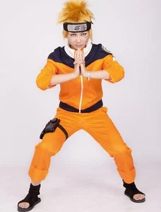Naruto Kids Cosplay Halloween Costume Boys w/ Headband, Necklace, and Wig Large - Picture 1 of 21