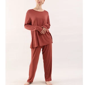 Women's 2 Piece Pajama Set Long Sleeve Crew Neck Pants Soft Stretchy Lounge Set - Picture 1 of 69