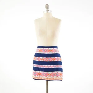 Alice & Trixie Skirt S Colorful Striped Geometric Print Silk Mini - Picture 1 of 5